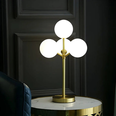 Stylish Tree Shape 4 Cream Glass Globes Table Lamp Image - 1