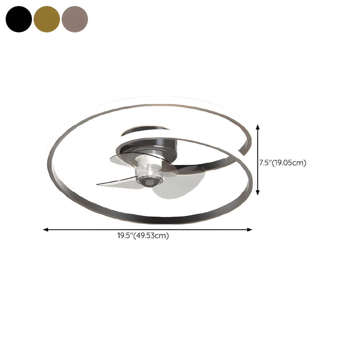 Stylish Twisted Infinity Metal Ceiling Fan With Light 