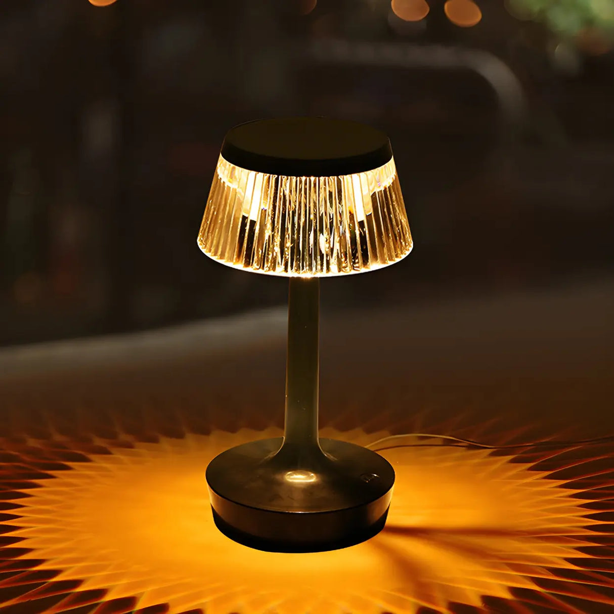 Stylish Unique Reflective Shade Wooden Base Table Lamp Image - 17