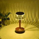 Stylish Unique Reflective Shade Wooden Base Table Lamp Image - 18