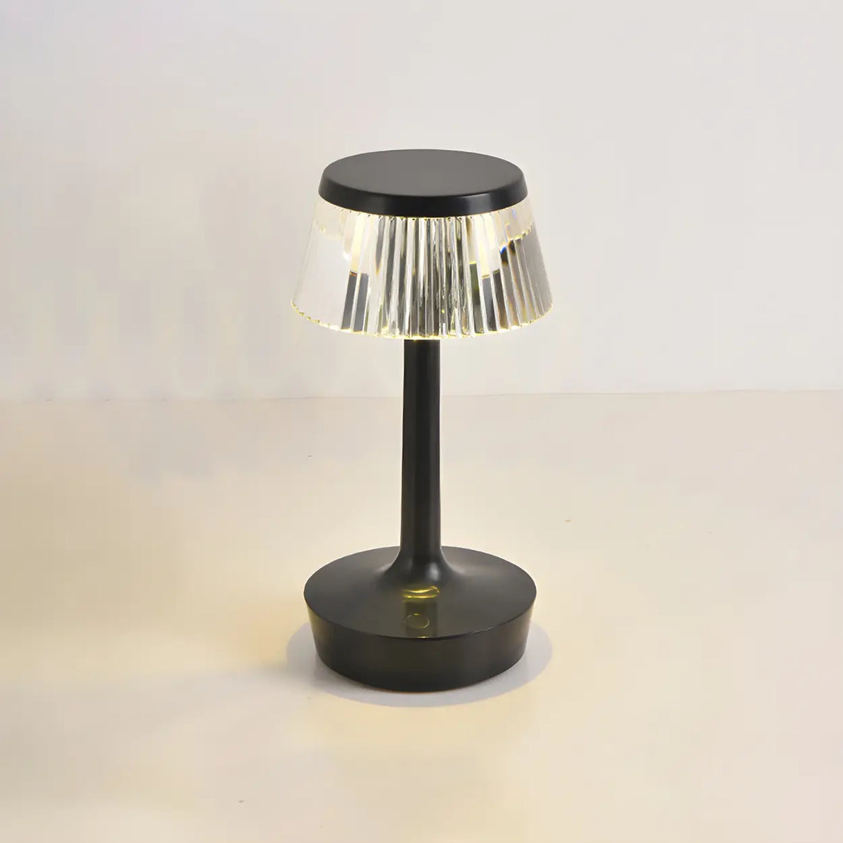 Stylish Unique Reflective Shade Wooden Base Table Lamp Image - 2