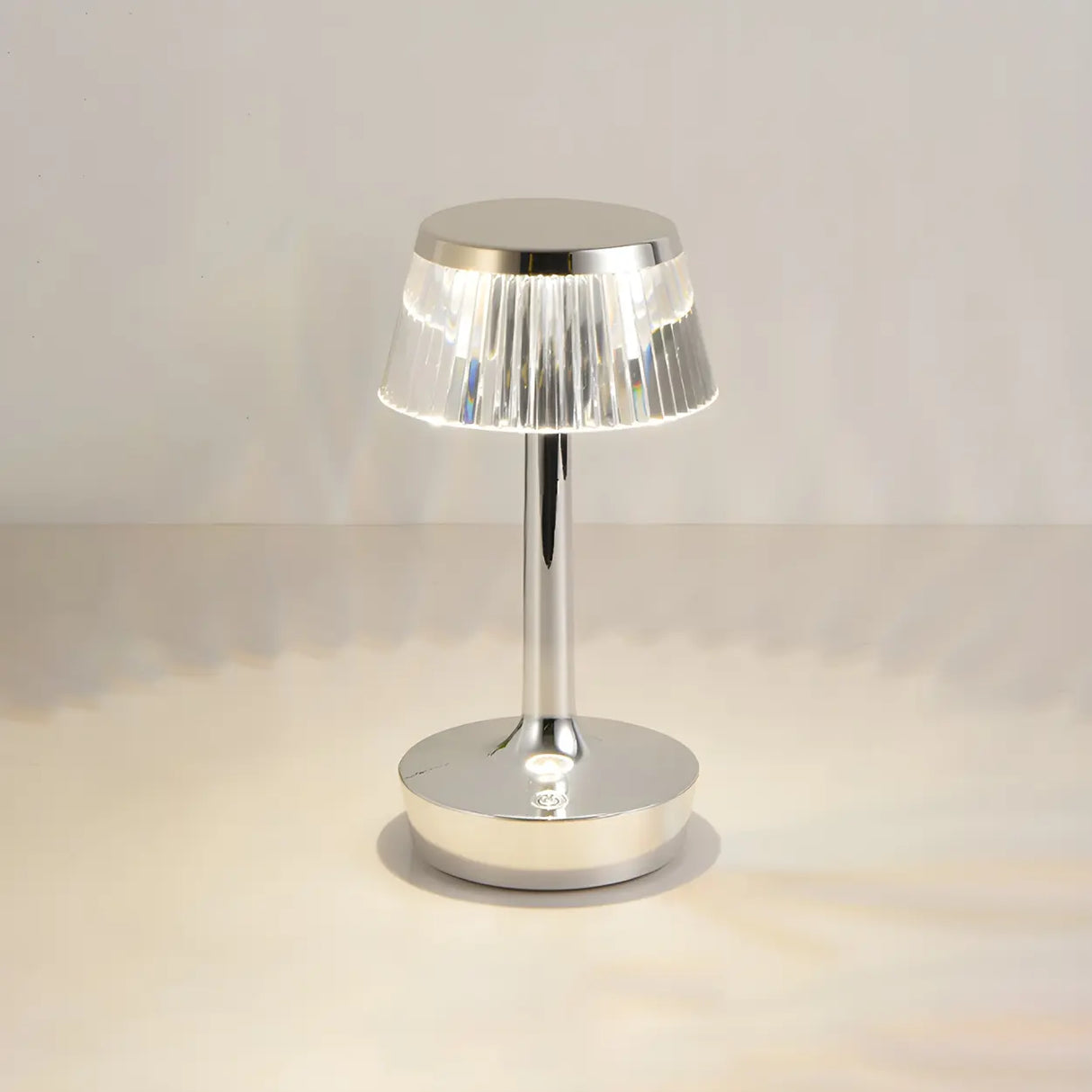 Stylish Unique Reflective Shade Wooden Base Table Lamp Image - 3