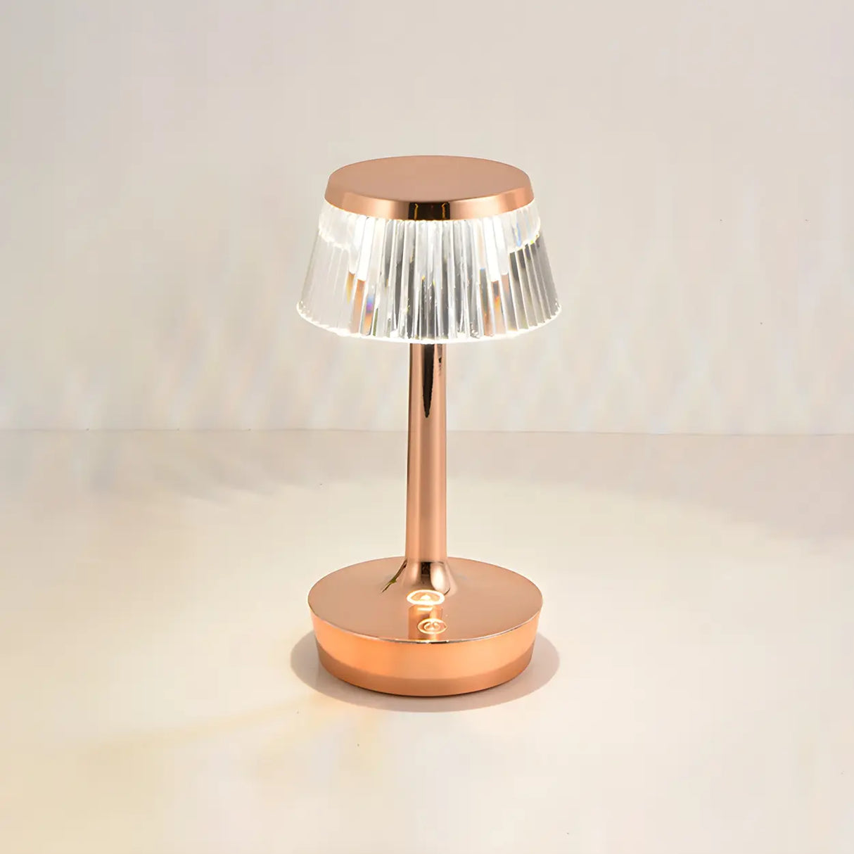 Stylish Unique Reflective Shade Wooden Base Table Lamp Image - 6