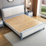 Stylish Upholstered Blue Wood Queen Storage Included Bed Image - 1