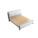 Stylish Upholstered Blue Wood Queen Storage Included Bed Image - 2