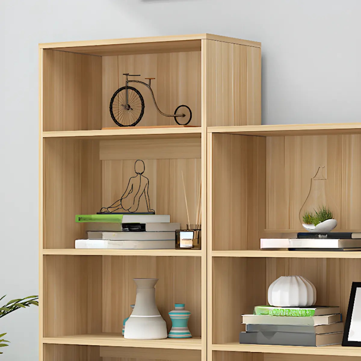 Stylish Vertical Engineered Wooden Display Bookcase Image - 12