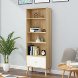 Stylish Vertical Engineered Wooden Display Bookcase Image - 16