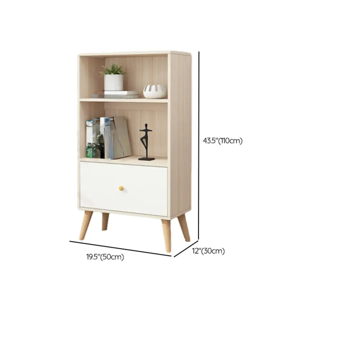 Stylish Vertical Engineered Wooden Display Bookcase 