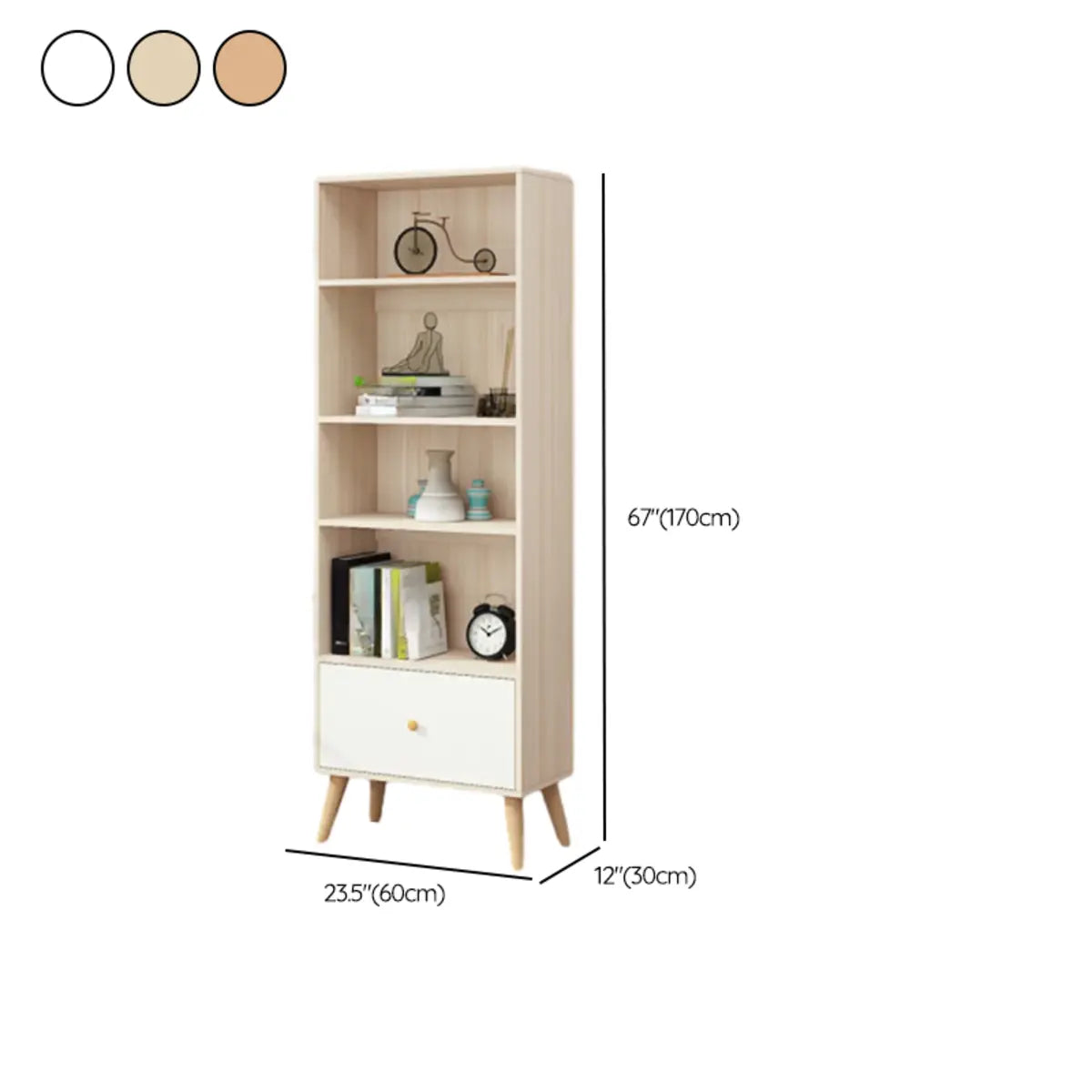 Stylish Vertical Engineered Wooden Display Bookcase Image - 22