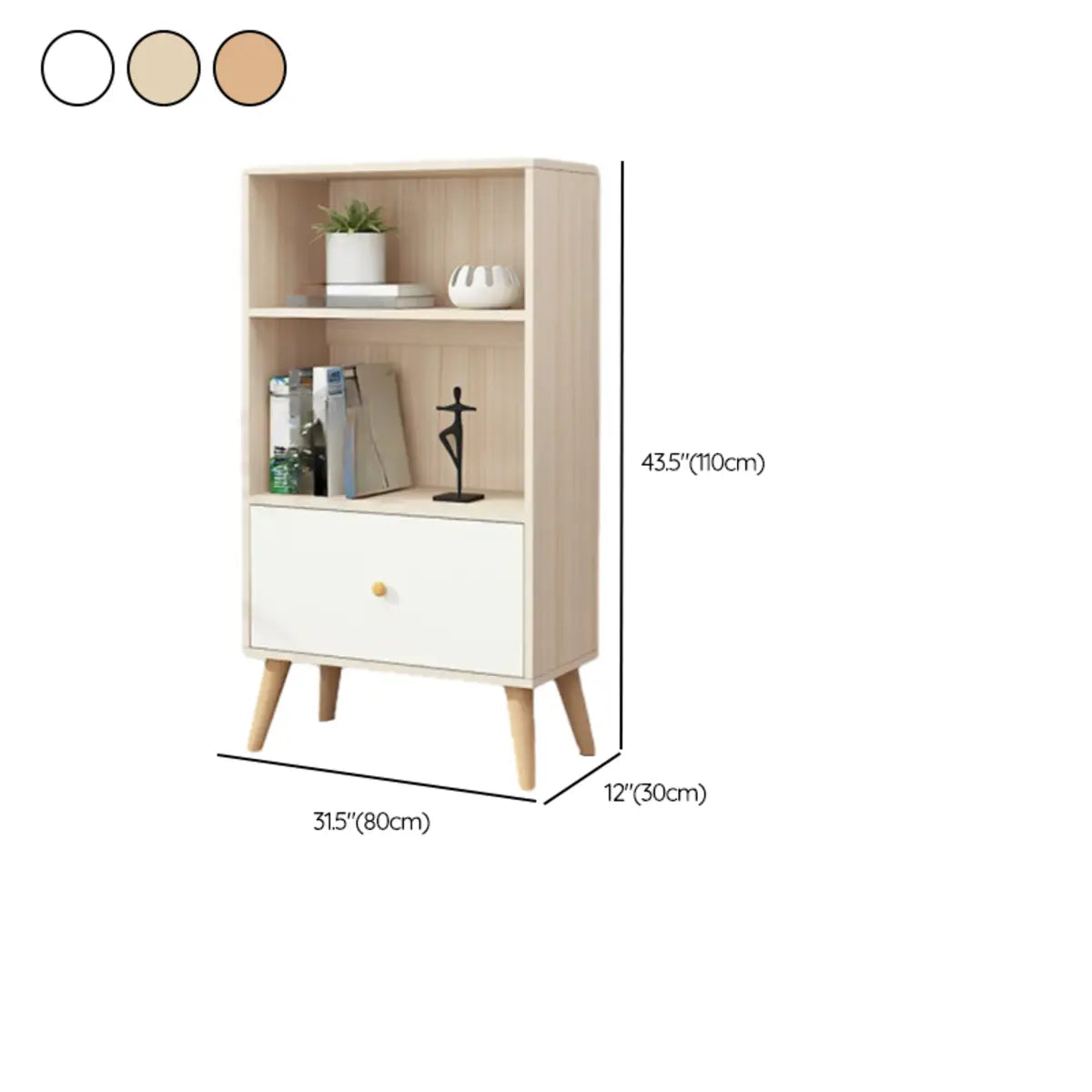 Stylish Vertical Engineered Wooden Display Bookcase Image - 23