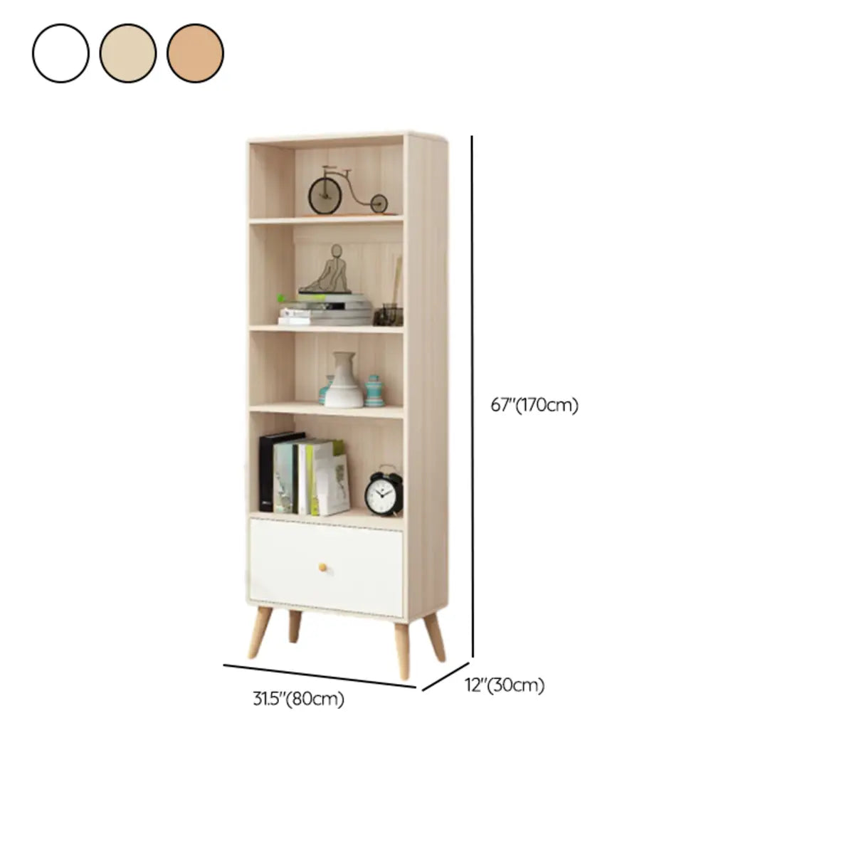 Stylish Vertical Engineered Wooden Display Bookcase Image - 25