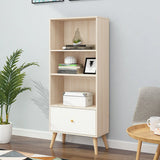 Stylish Vertical Engineered Wooden Display Bookcase Image - 3