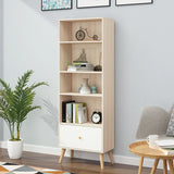 Stylish Vertical Engineered Wooden Display Bookcase Image - 5