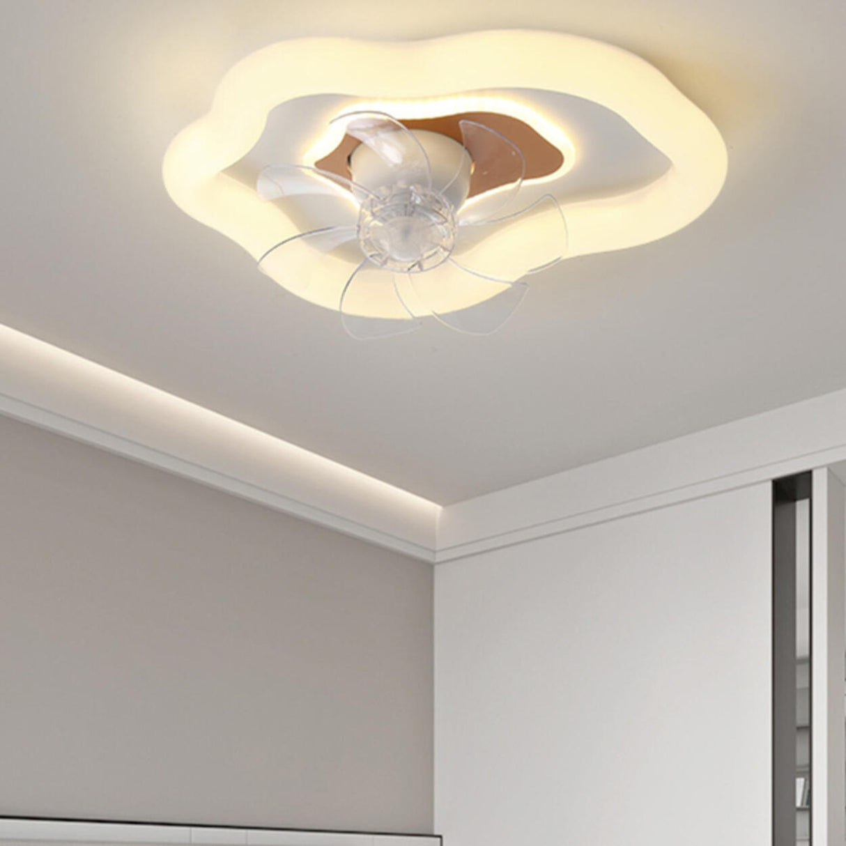 Stylish White Cloud Dimmable Ceiling Fan with Light Image - 13