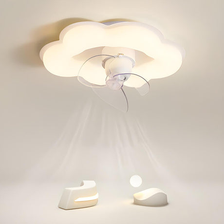 Stylish White Creative Cloud Ceiling Fan with LED Light Image - 1