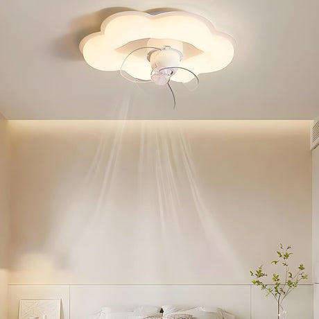 Stylish White Creative Cloud Ceiling Fan with LED Light Image - 2