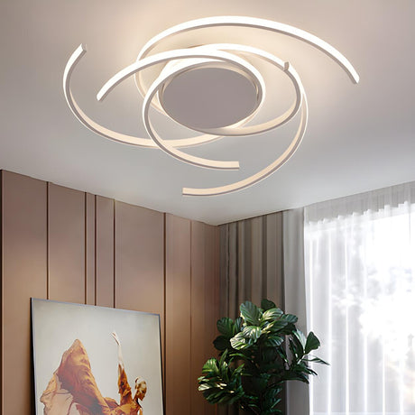 Stylish White Curve LED Flush Mount Ceiling Light Image - 2