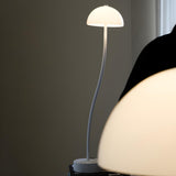 Stylish White Dome Glass Shade Arc Standard Table Lamp Image - 13