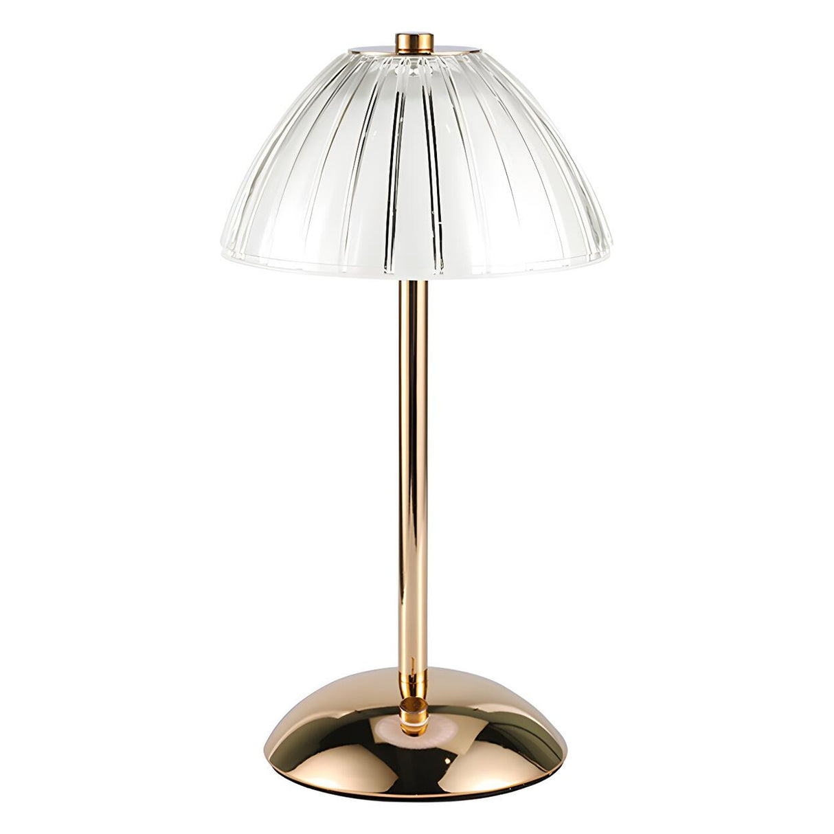 Stylish White Dome Pleated Shade Metal Base Table Lamp Image - 5