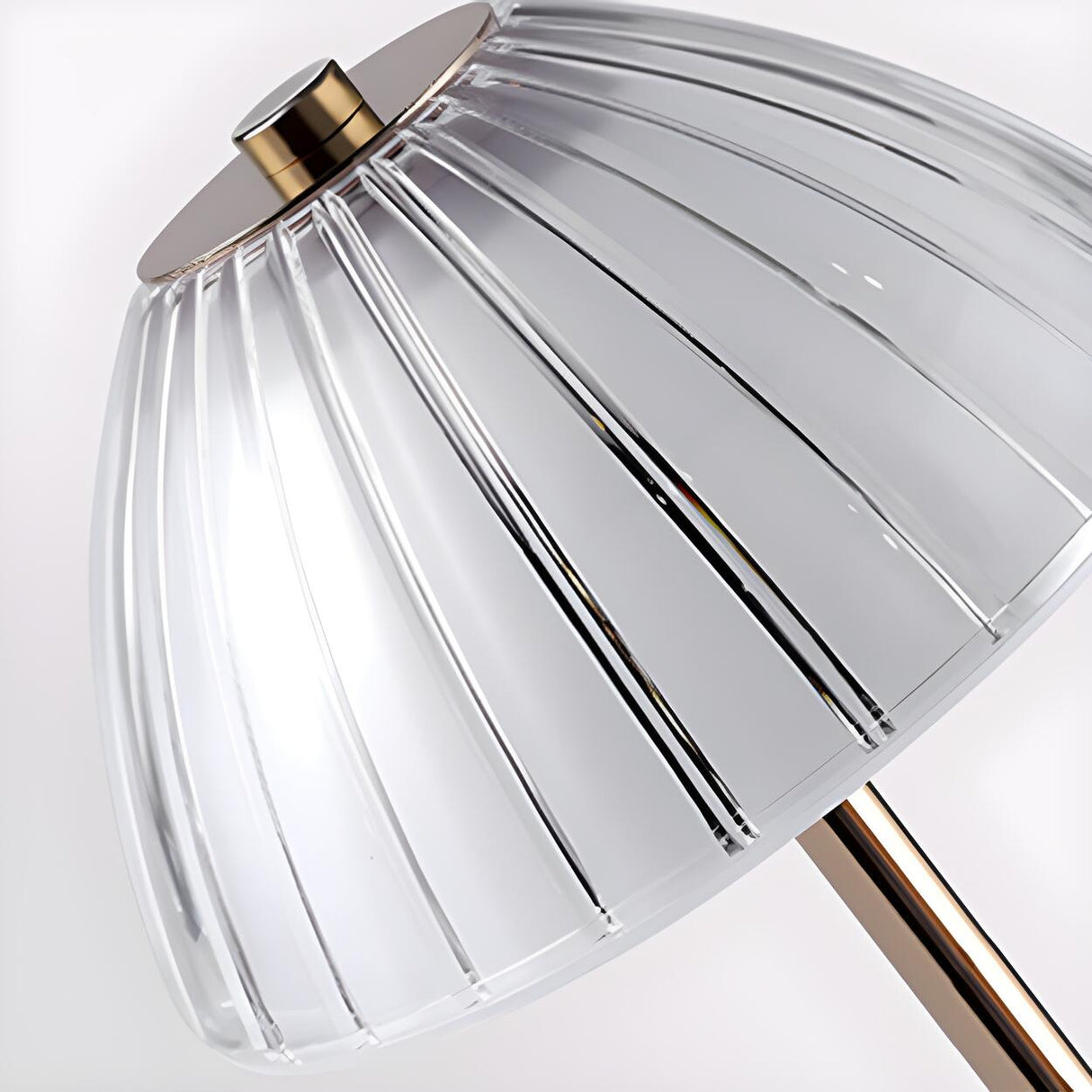 Stylish White Dome Pleated Shade Metal Base Table Lamp Image - 6