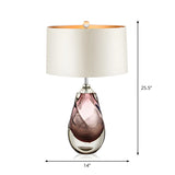 Stylish White Drum Fabric Pear Glass Base Table Lamp #size