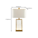 Stylish White Fabric Rectangular Glass Base Table Lamp #size