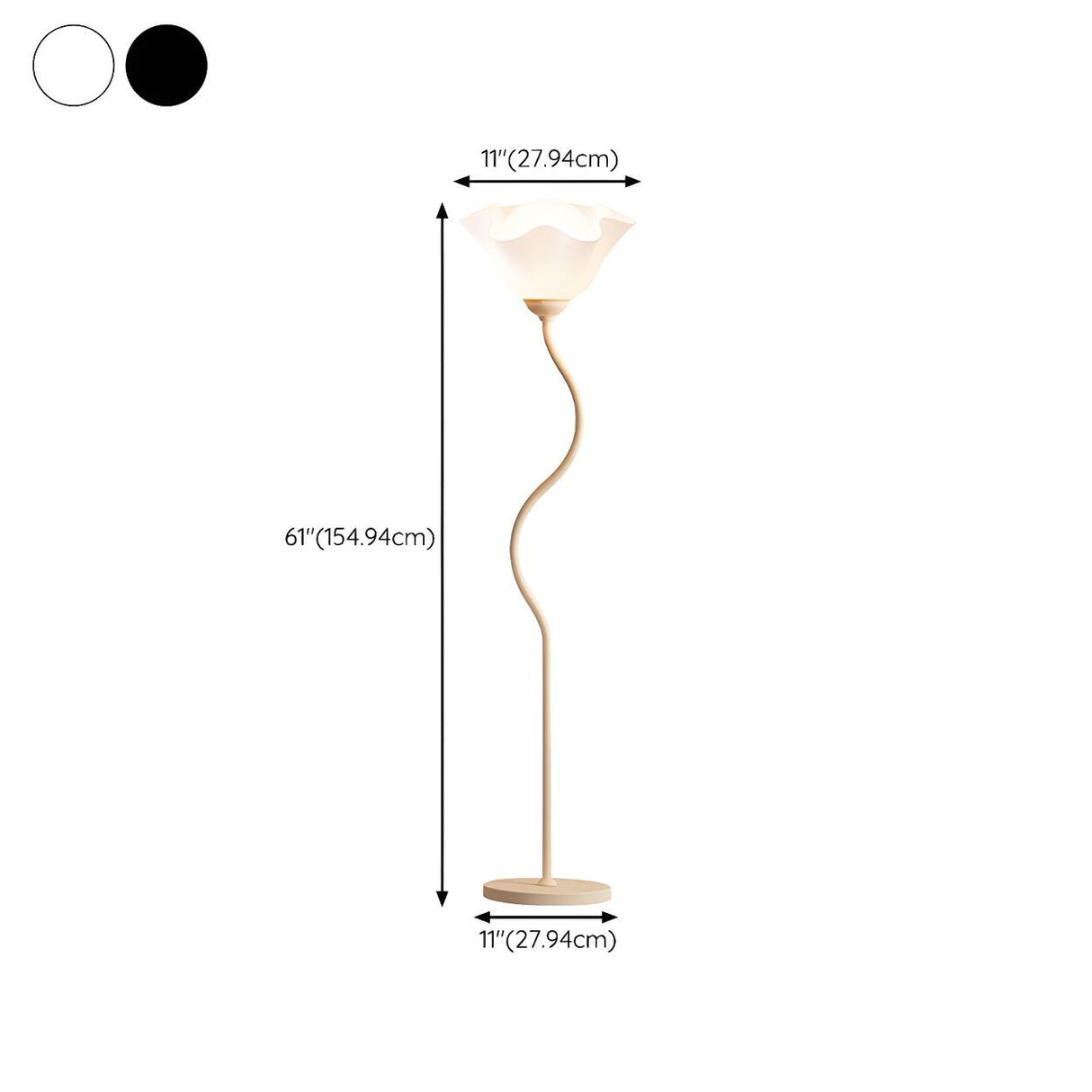 Stylish White Floral Shade Curved Stem Floor Lamp 