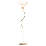 Stylish White Floral Shade Curved Stem Floor Lamp Image - 7