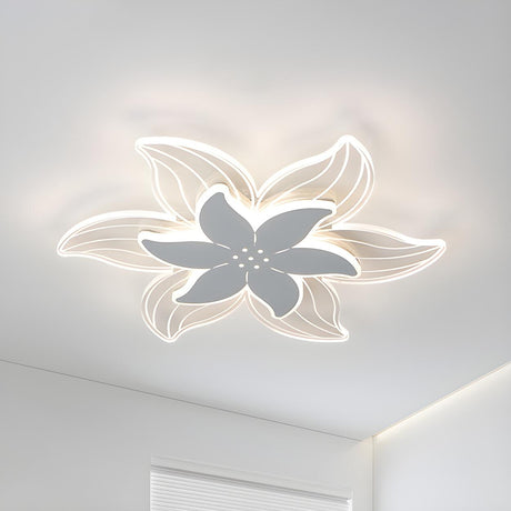 Stylish White Flower LED Flush Mount Ceiling Light Image - 1