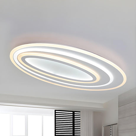 Stylish White Oval Acrylic LED Flush Mount Ceiling Lamp Image - 2