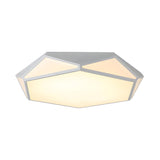 Stylish White Polyhedron LED Flush Mount Ceiling Light Image - 4