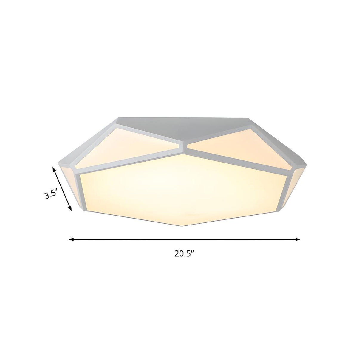 Stylish White Polyhedron LED Flush Mount Ceiling Light Image - 6