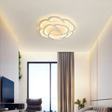 Stylish White Rose Shape LED Flush Mount Ceiling Light Image - 12