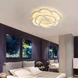 Stylish White Rose Shape LED Flush Mount Ceiling Light Image - 14