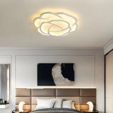 Stylish White Rose Shape LED Flush Mount Ceiling Light Image - 15