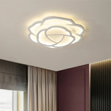 Stylish White Rose Shape LED Flush Mount Ceiling Light Image - 2