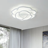 Stylish White Rose Shape LED Flush Mount Ceiling Light Image - 3