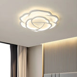 Stylish White Rose Shape LED Flush Mount Ceiling Light Image - 4