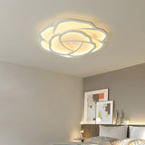 Stylish White Rose Shape LED Flush Mount Ceiling Light Image - 5