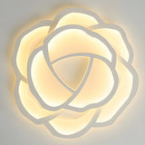 Stylish White Rose Shape LED Flush Mount Ceiling Light Image - 8