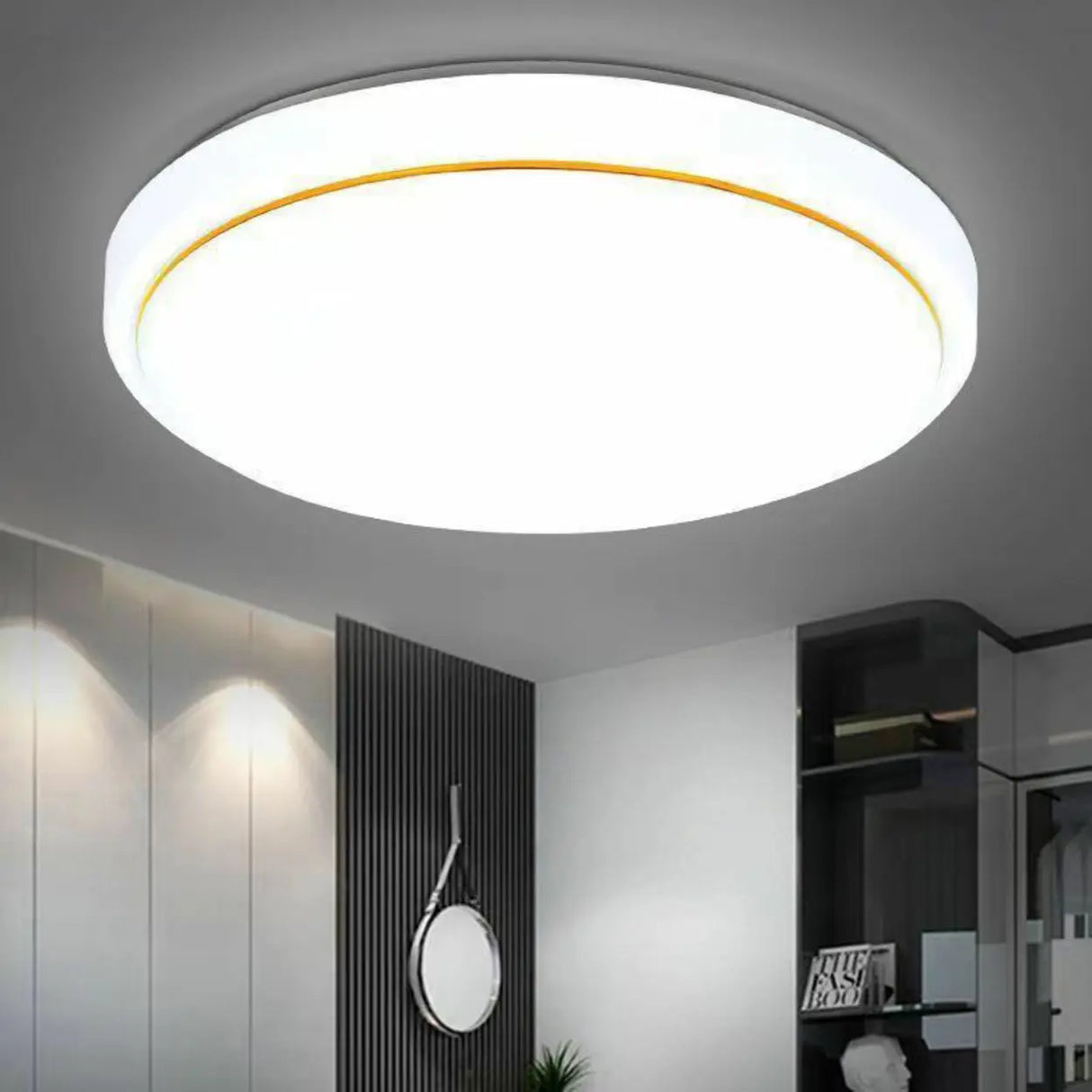 Stylish White Round Dimmable LED Flush Mount Light Image - 1