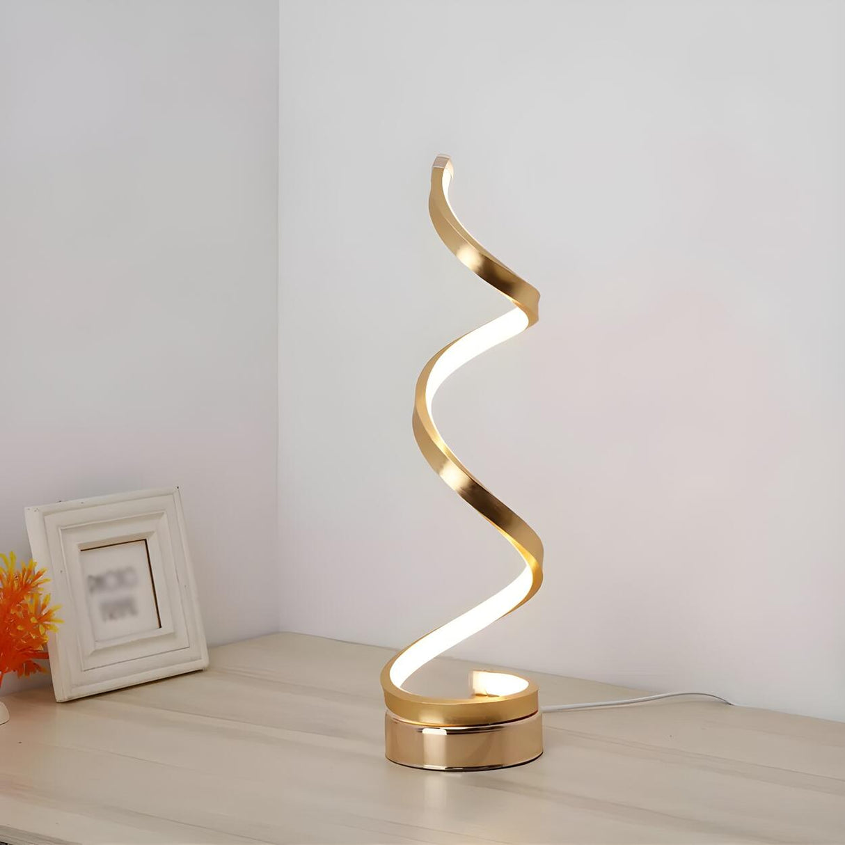 Stylish White Spiral LED Bedroom Night Table Lamp Image - 4