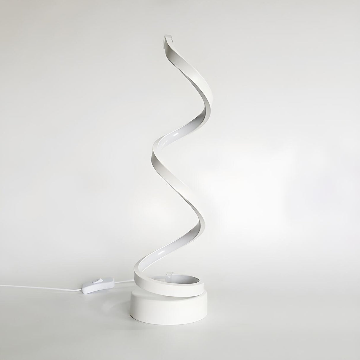 Stylish White Spiral LED Bedroom Night Table Lamp Image - 9