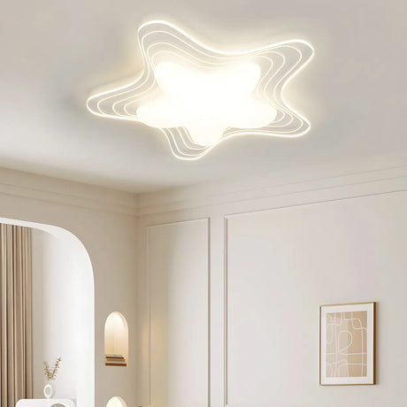 Stylish White Star-Shaped LED Flush Mount Ceiling Light Image - 2