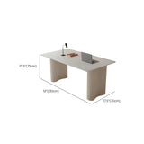 Stylish White Stone Rectangle Steel Base Writing Desk Image - 10