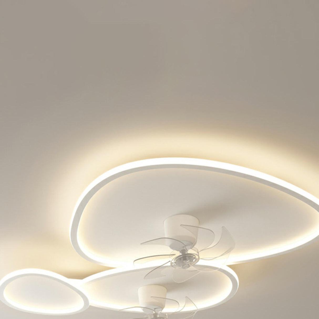 Stylish White Triangular Ceiling Fan with LED Light Image - 13