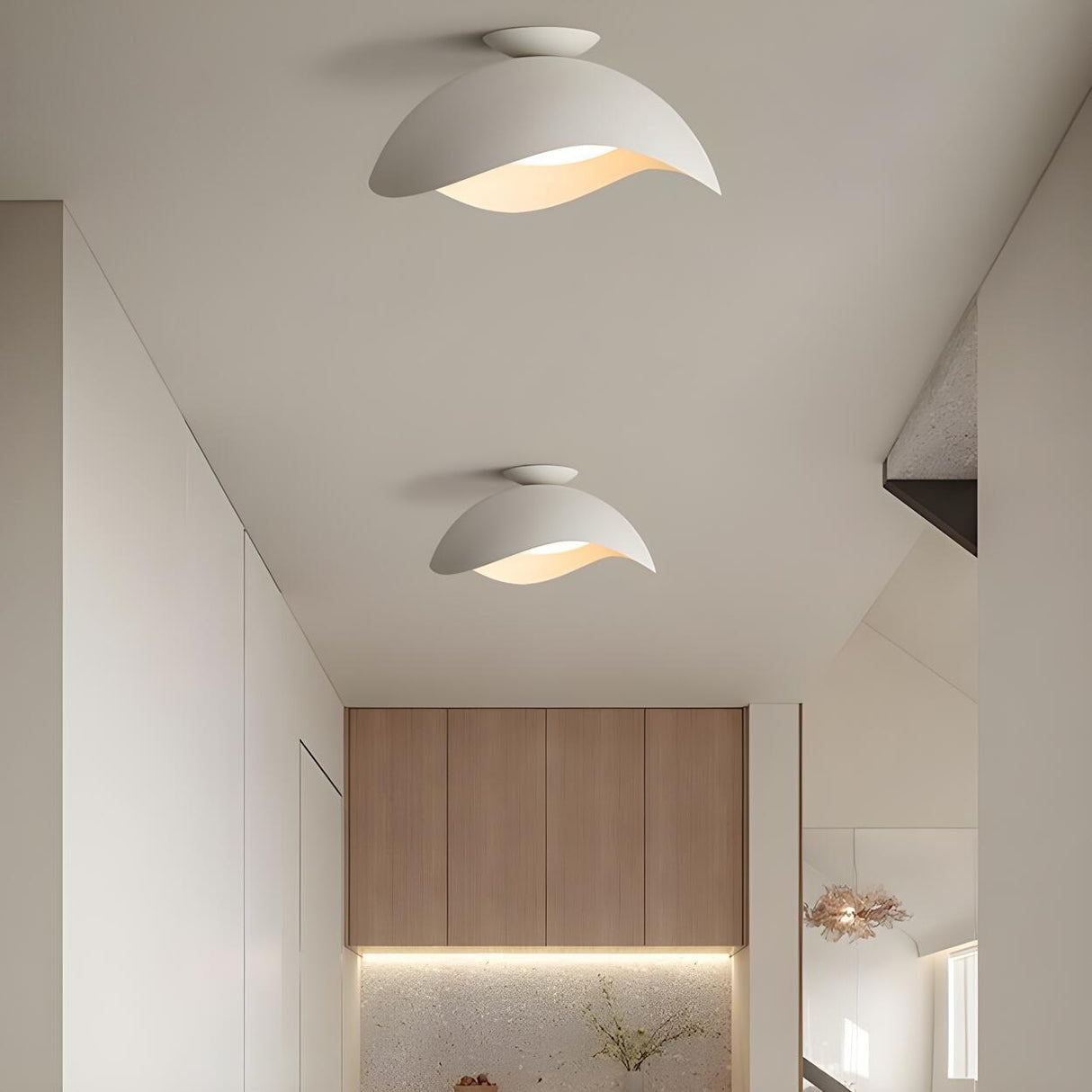 Stylish White Wave Dome LED Flush Mount Ceiling Light Image - 3