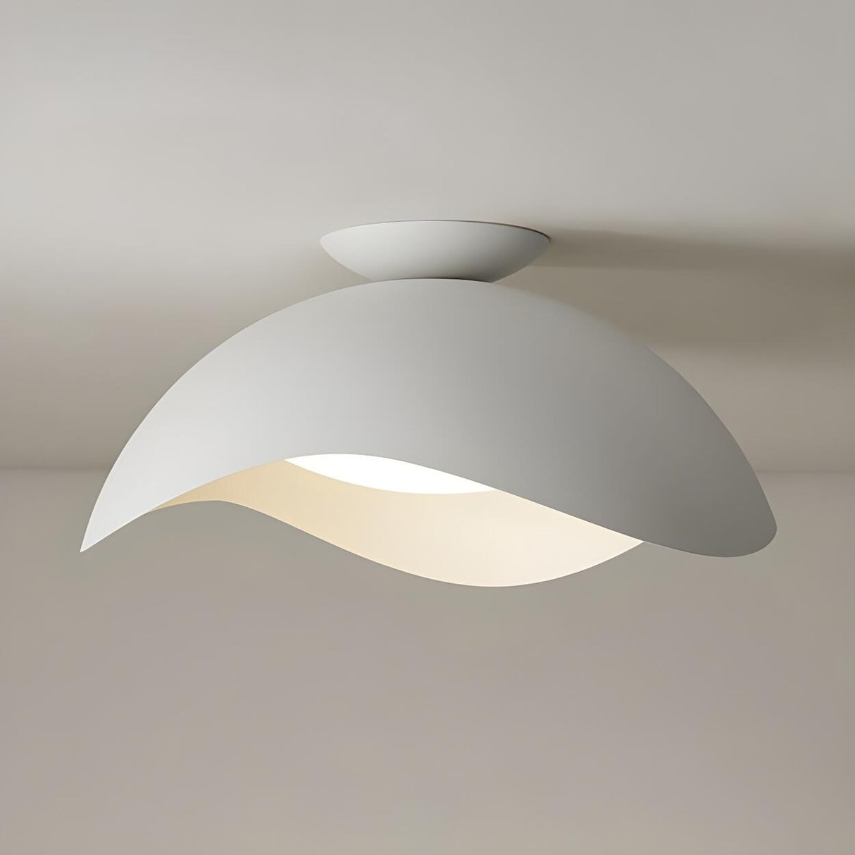 Stylish White Wave Dome LED Flush Mount Ceiling Light Image - 7