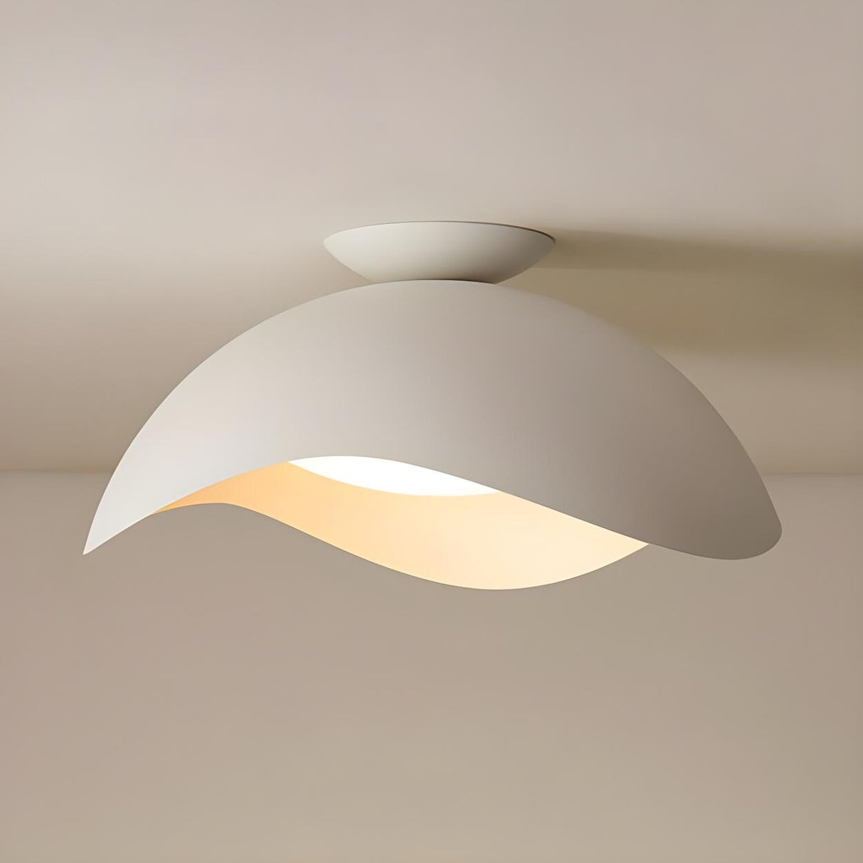 Stylish White Wave Dome LED Flush Mount Ceiling Light Image - 8