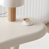 Stylish White Wood Drawers Free Form Writing Desk Image - 9